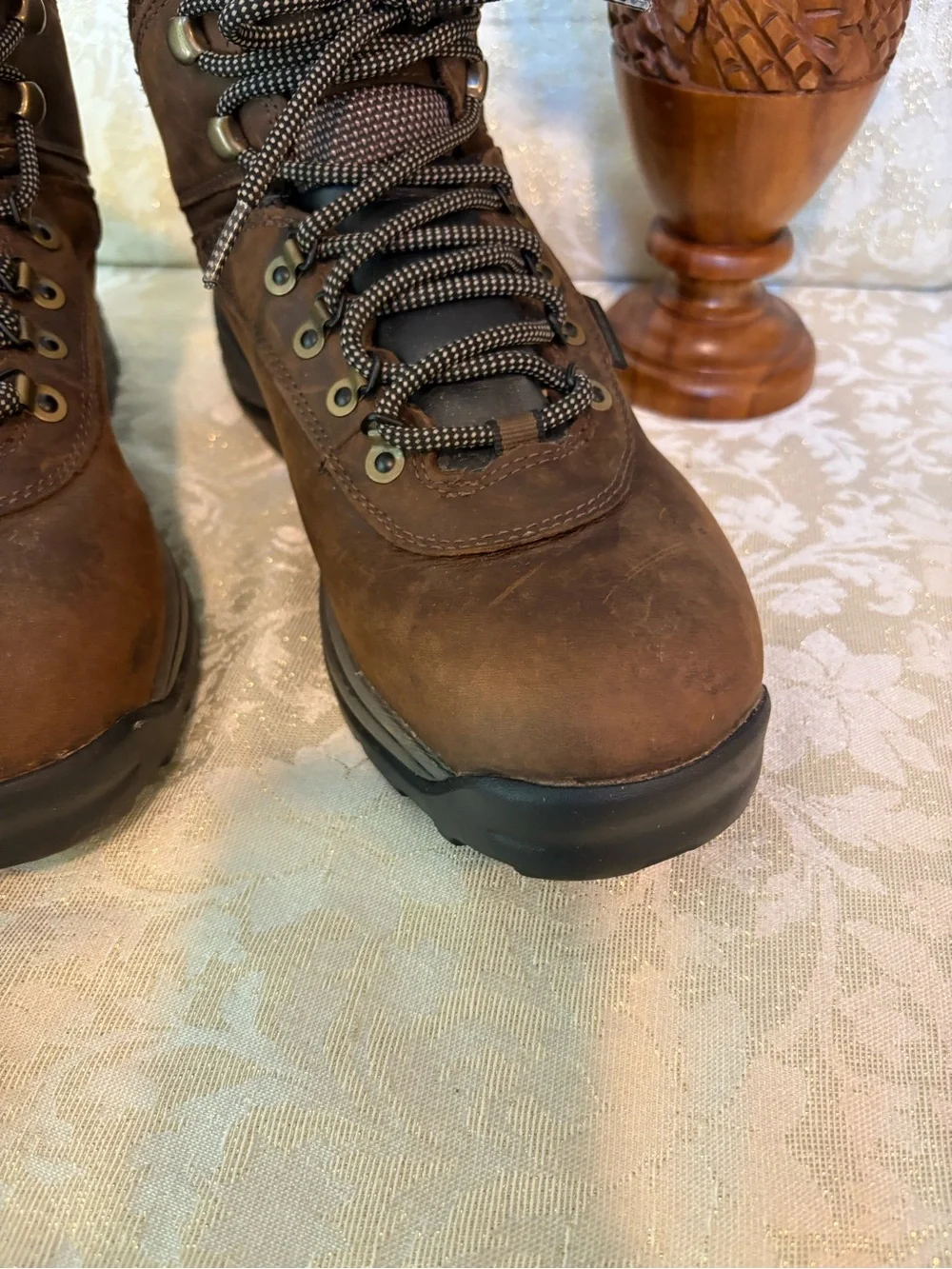 Timberland Men’s White Ledge Leather Waterproof Hiking Boots with Black Soles